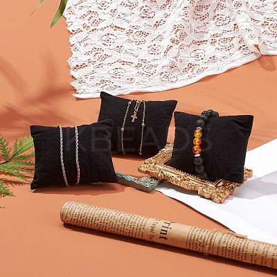 Black Rectangle Velvet Pillow Jewelry Bracelet Watch Display X-BDIS-I001-01-1