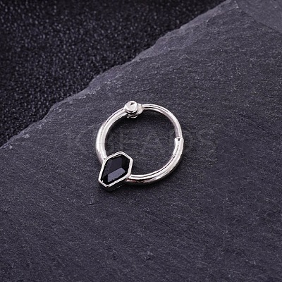 316L Stainless Steel Micro Pave Cubic Zirconia Hoop Nose Rings WG352E4-08-1