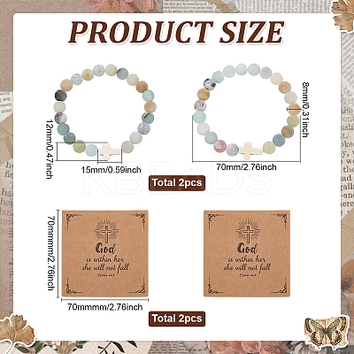 4Pcs Natural Flower Amazonite Round Beads Stretch Bracelets for Men Women BJEW-ME00007-1