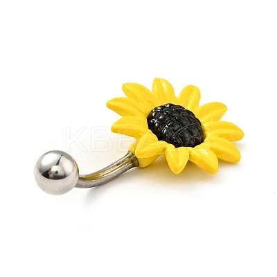 Alloy Daisy Curved Barbell AJEW-G042-01P-1
