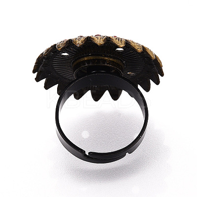 Adjustable Alloy & Iron & Rhinestone Bezel Cup Ring Base with Rotatable Tray MAK-T012-15AB-1