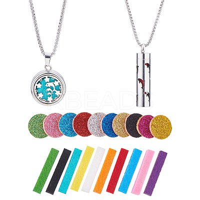 DIY Diffuser Amulet Perfume Locket Pendant Necklaces Making Kits NJEW-HS0001-21-1