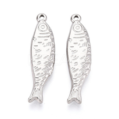 304 Stainless Steel Fish Pendants STAS-T069-13P-1