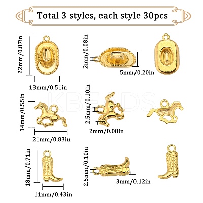 90Pcs 3 Style Tibetan Style Alloy Pendants FIND-SC0005-88G-1