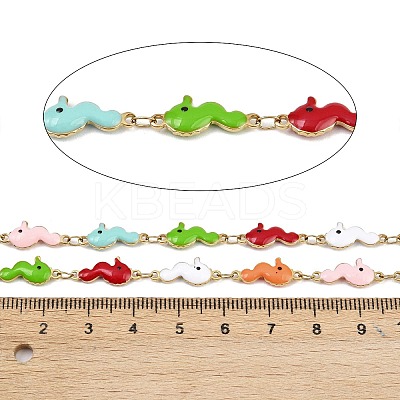 304 Stainless Steel Enamel Sea Horse Link Chains CHS-F023-01L-G-1