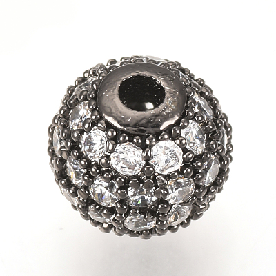 Brass Micro Pave Cubic Zirconia Beads ZIRC-Q013-12mm-142B-1