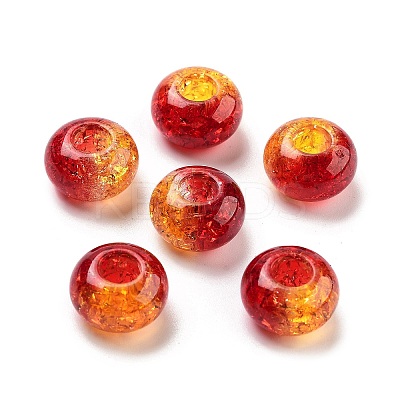 Two Tone Transparent Crackle Acrylic European Beads TACR-P009-B01-04-1