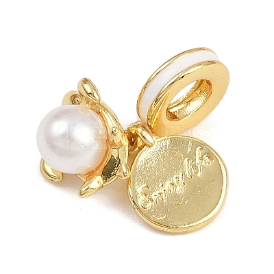 Brass White Enamel European Dangle Charms KK-N271-24G-1