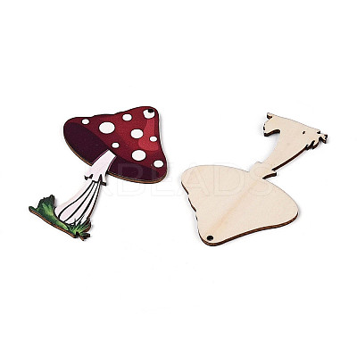 20Pcs UV Single Face Printed Wood Mushroom Pendant Decorations WOOD-N020-12-1