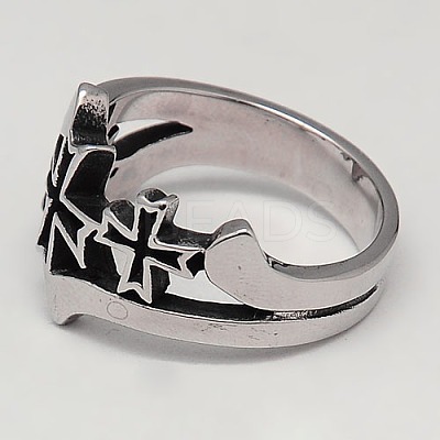 Personalized Retro 304 Stainless Steel Cross Rings for Men RJEW-F006-116-22mm-1