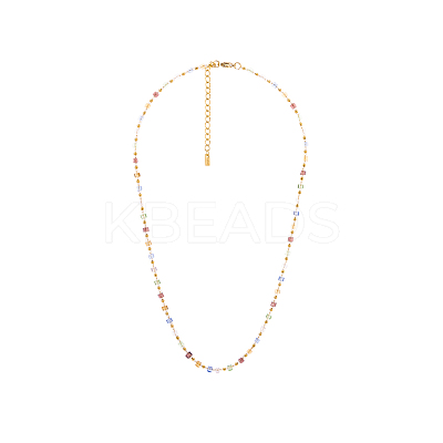 304 Stainless Steel & Glass Link Chain Necklaces for Women STAS-OY015-55G-1