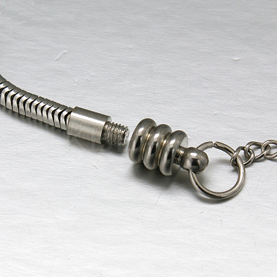 Tarnish Resistant 304 Stainless Steel European Round Snake Chains Bracelets STAS-J015-08-1