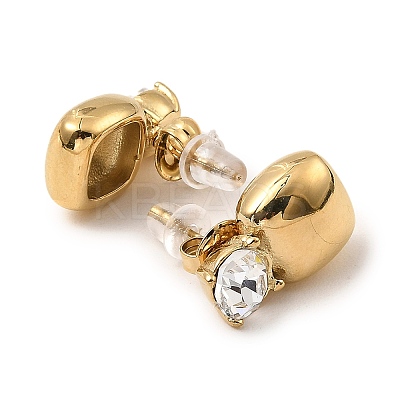 Glass Square Stud Earrings EJEW-G358-04G-03-1