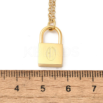 304 Stainless Steel Rolo Chain Pendant Necklaces NJEW-S444-01G-15-1