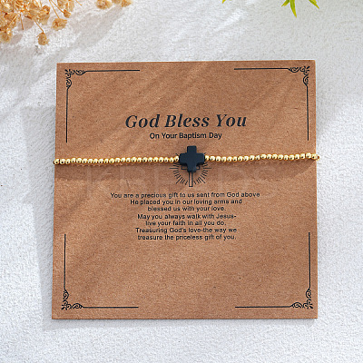 Brass Round Beads Stretch Bracelets VH4184-8-1