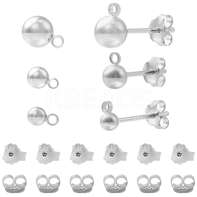 12Pcs 3 Styles Sterling Silver Round Ball Stud Earring Findings FIND-BBC0004-60-1