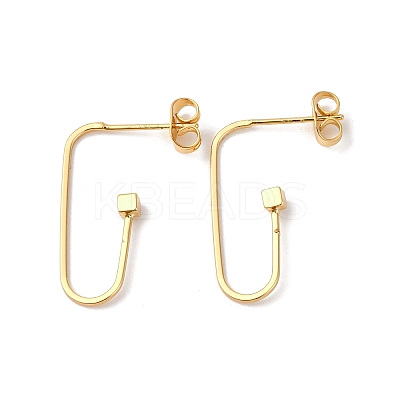 Brass Cube Stud Earrings EJEW-S280-04G-1