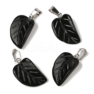 Natural Obsidian Pendants G-B127-01P-03-1