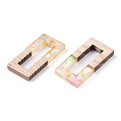 Transparent Resin & White Wood Pendants RESI-N039-27-1
