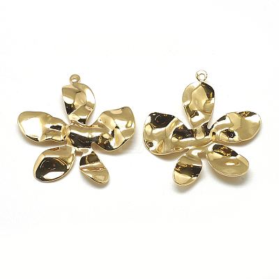 Brass Wavy Pendants KK-T032-129G-1