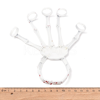 Halloween Spray Printed Alloy Finger Ring Stretch Bracelets LS-BJEW-P367-02-1