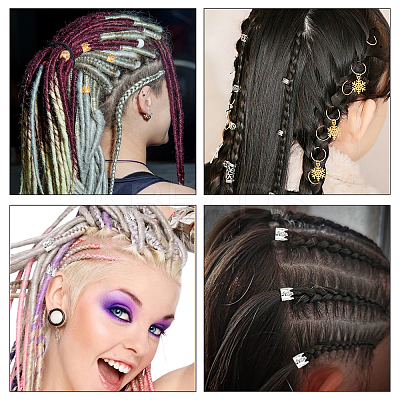 Plastic Dreadlocks Braiding Beads & Aluminum Hair Braid Dreadlock Beads OHAR-NB0001-15-1