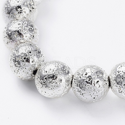 Electroplated Natural Lava Rock Beads Stretch Bracelets BJEW-G623-01S-8mm-1