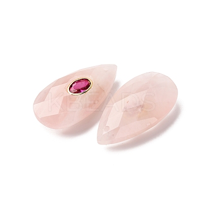Natural Rose Quartz Pendants G-P586-01G-09-1