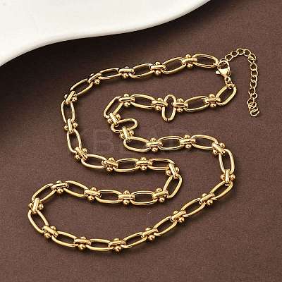 Ion Plating(IP) 304 Stainless Steel Oval Links Necklace for Women NJEW-B107-07G-03-1