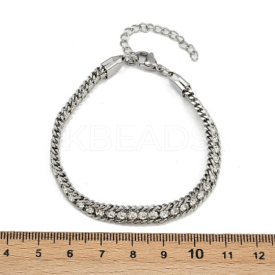 304 Stainless Steel Curb Chain Bracelets for Women BJEW-Z143-21P-1