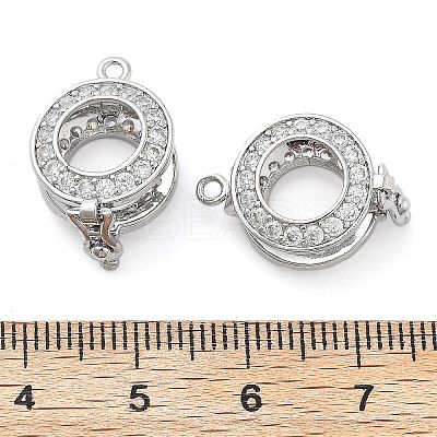 Brass with Clear Cubic Zirconia Fold Over Clasps KK-Z080-11P-1