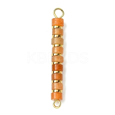 Natural Red Aventurine & Electroplated Synthetic Non-magnetic Hematite Heishi Connector Charms PALLOY-JF03291-01-1