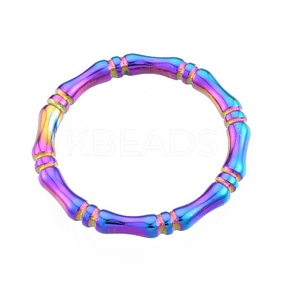 Ion Plating(IP) 201 Stainless Steel Bamboo Sticker Finger Ring for Women RJEW-N038-128M-1