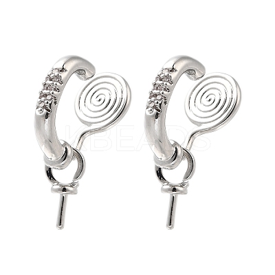 Brass with Cubic Zirconia Ear Cuff Findings KK-Q048-22P-1
