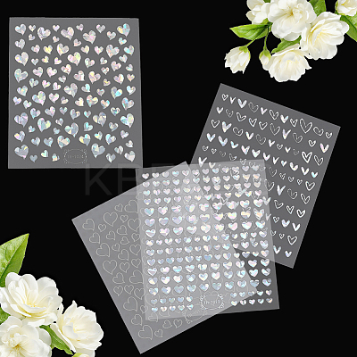 8 Sheets 4 Styles Laser Heart Pattern Nail Art Sticker DIY-CY0001-90-1