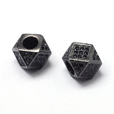 Rack Plating Brass Cubic Zirconia Beads ZIRC-S029-01B-1
