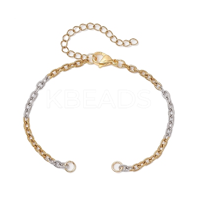 2Pcs 2 Colors Two Tone 304 Stainless Steel Textured Cable Chain Bracelet Making AJEW-JB01339-1