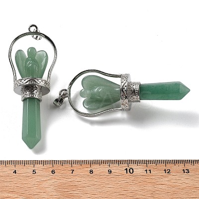Natural Green Aventurine Pointed Big Pendants KK-H491-01P-07-1