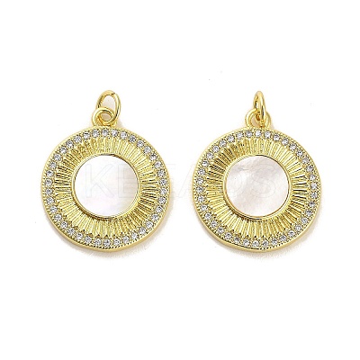 Brass Micro Pave Clear Cubic Zirconia Pendants KK-K365-02B-G-1
