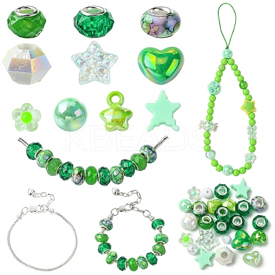 DIY Acrylic Beads & Brass European Style Bracelet Making Kits DIY-YW0012-21A-1