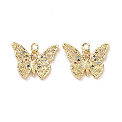 Brass Cubic Zirconia Pendants KK-G453-24G-1