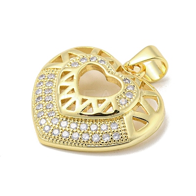 Rack Plating Brass Micro Pave Cubic Zirconia Pendants KK-F869-04G-1