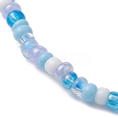 Glass Seed & Synthetic Turquoise Starfish Beaded Stretch Bracelet for Women BJEW-JB09709-02-1
