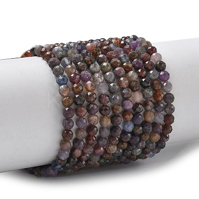 Natural Red Corundum/Ruby and Sapphire Beads Strands X-G-L651-C01-4mm-1