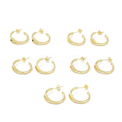 Enamel Triangle Stud Earrings EJEW-G347-03G-1