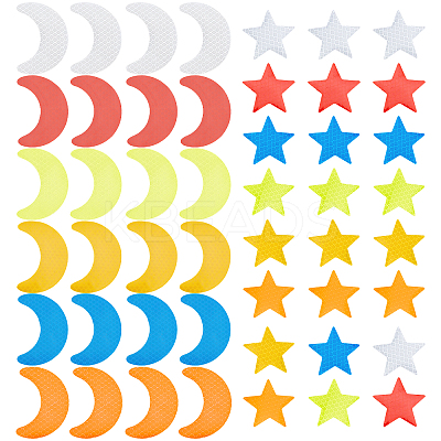 8 Sets 2 Style Star & Moon PET Safety Reflector Strips Adhesive Stickers AJEW-GF0003-95-1