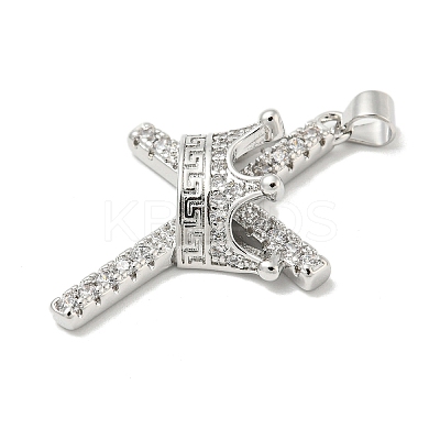 Rack Plating Brass Micro Pave Cubic Zirconia Pendants KK-F869-10P-1