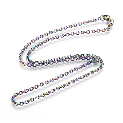 Ion Plating(IP) 304 Stainless Steel Cable Chain Necklaces NJEW-P251-01B-1