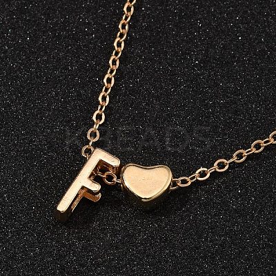 Alloy Letter Heart Pendant Necklaces for Women NJEW-FS0001-09F-1