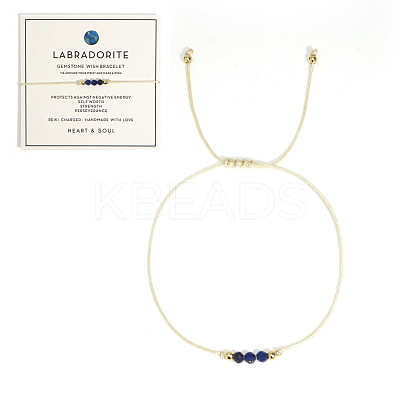 Natural Labradorite Braided Beads Bracelets for Women LU0568-2-1